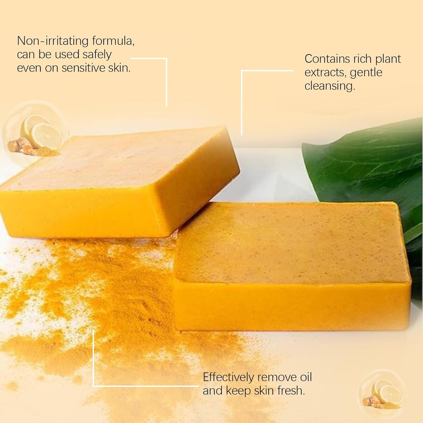 3Pcs Kojic Acid & Turmeric Soap, Kojic Acid Soap, Natural Lemon Brightening Soap Bar, Tumeric Soaps, Acne, Dark Spots, Hyperpigmentation & Smooth Skin, Deep Cleansing, Refreshing