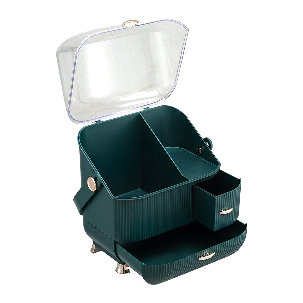 Makeup Organiser 2 Drawers Cosmetic Skincare Storage Box Dust-Proof Waterproof