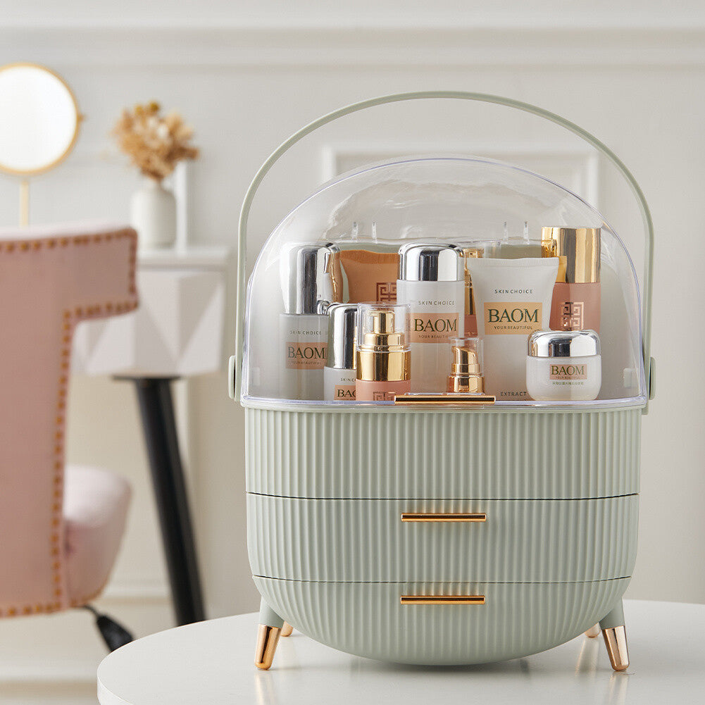 Makeup Organiser 2 Drawers Cosmetic Skincare Storage Box Dust-Proof Waterproof