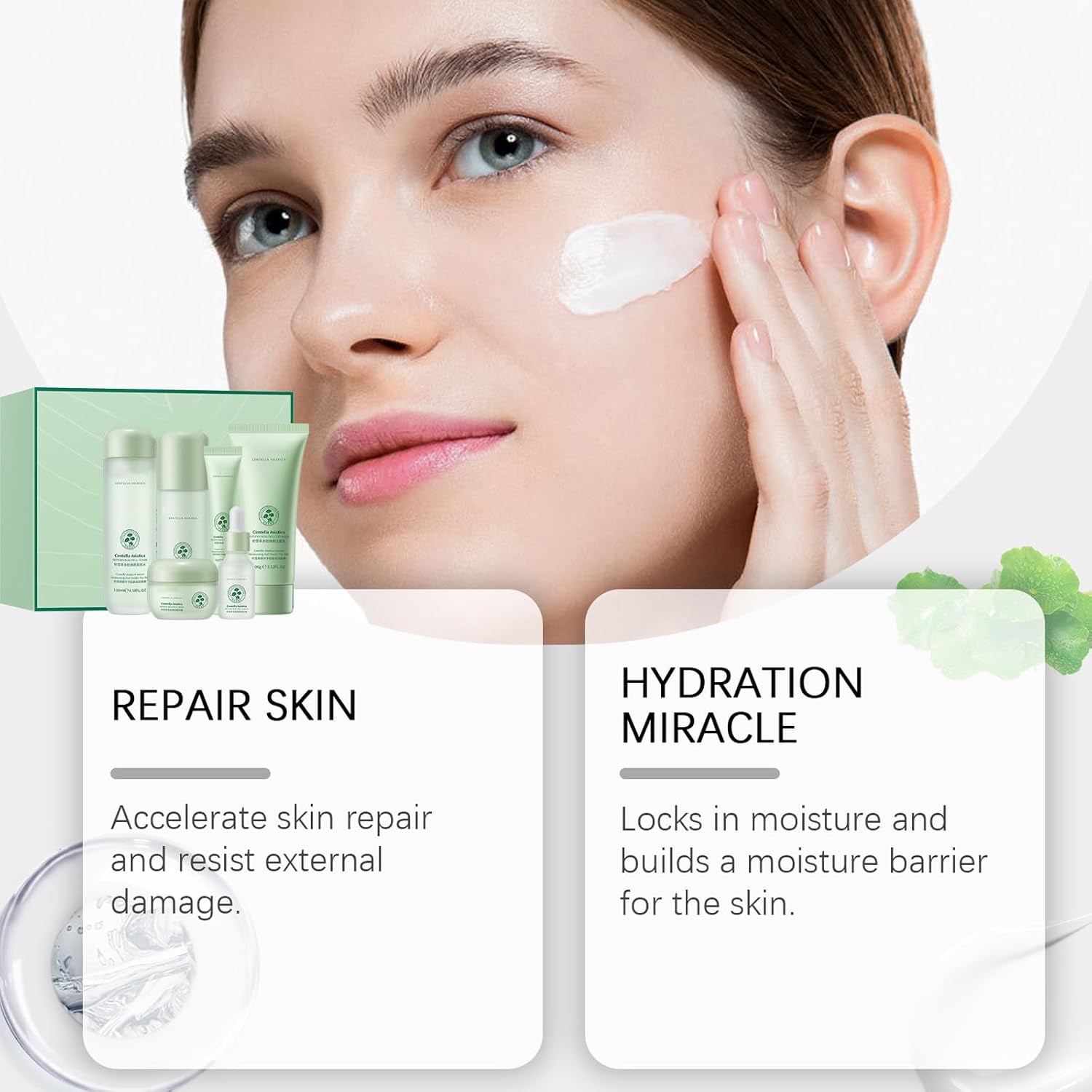 Centella Asiatica Skin Care Kit,6Pcs Skincare for Teenagers Girls,Face Toner & Face Serum & Cleanser & Eye Cream & Skin Lotion & Face Cream,Deep Nourishing & High Firming, Pamper Sets for Women Gifts